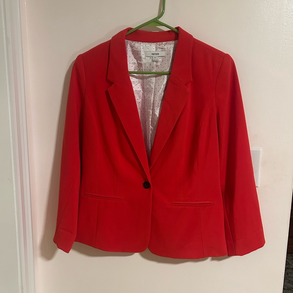 Kensie Red Tailored Blazer with Notched Lapels